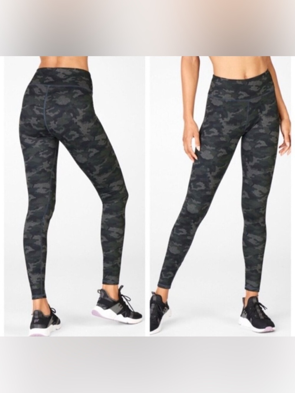 Fabletics Powerhold leggings black green camo high waisted active yoga 3X